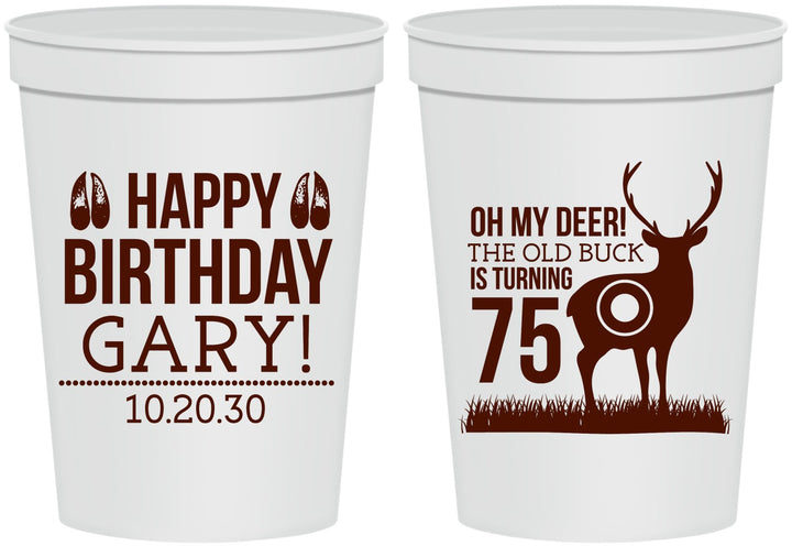 Personalized Birthday 16 oz Stadium Cups - 75th Hunting | 20063
