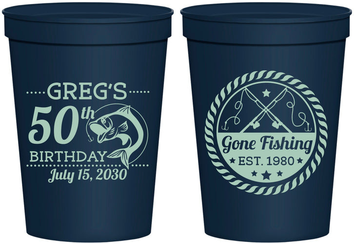 Personalized Birthday 16 oz Stadium Cups - 50th Nautical | 20065