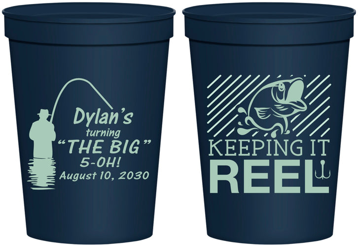 Personalized Birthday 16 oz Stadium Cups - 50th Keeping It Reel | 20067