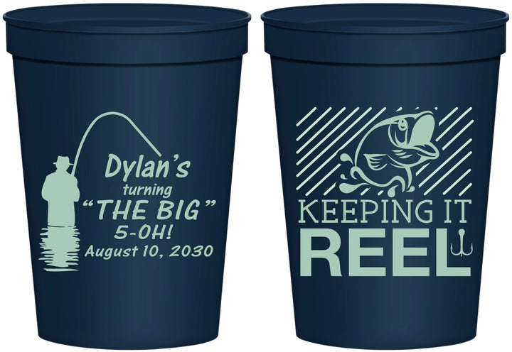 Personalized Birthday 16 oz Stadium Cups - 50th Keeping It Reel | 20067