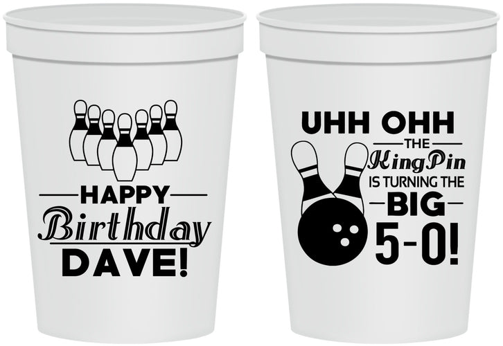 Personalized Birthday 16 oz Stadium Cups - 50th Bowing | 20071