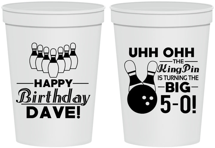 Personalized Birthday 16 oz Stadium Cups - 50th Bowing | 20071