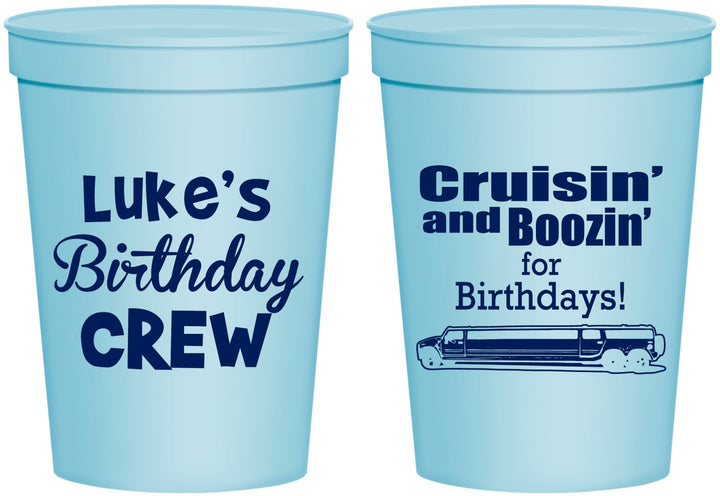 Personalized Birthday 16 oz Stadium Cups - Crusin Boozin | 20073