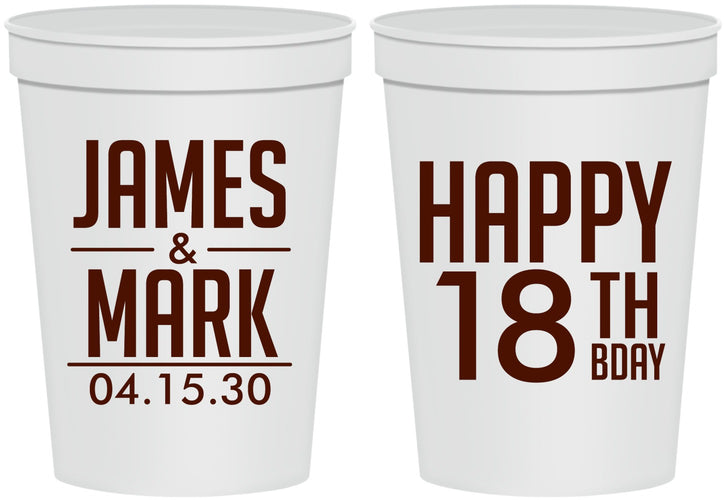 Personalized Birthday 16 oz Stadium Cups - 18th | 20074