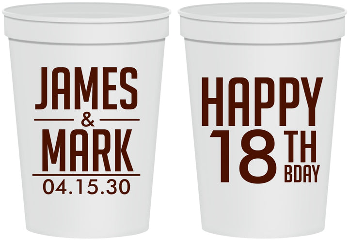 Personalized Birthday 16 oz Stadium Cups - 18th | 20074
