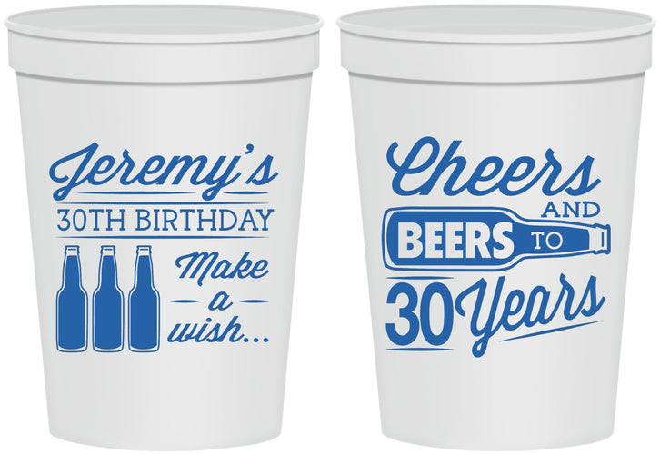 Personalized Birthday 16 oz Stadium Cups - Cheers Beers To 30 Years | 20076