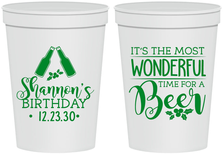 Personalized Birthday 16 oz Stadium Cups - Christmas | 20082