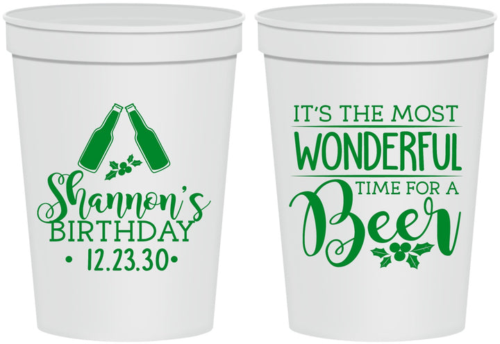 Personalized Birthday 16 oz Stadium Cups - Christmas | 20082
