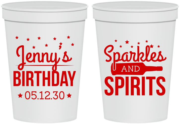Personalized Birthday 16 oz Stadium Cups - Sparkles Spirits | 20083