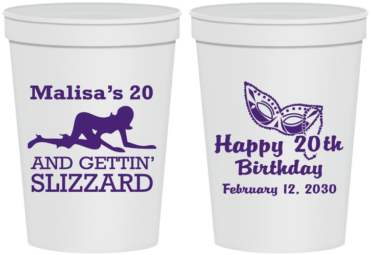 Personalized Birthday 16 oz Stadium Cups - 20th Mardi Gras | 20084