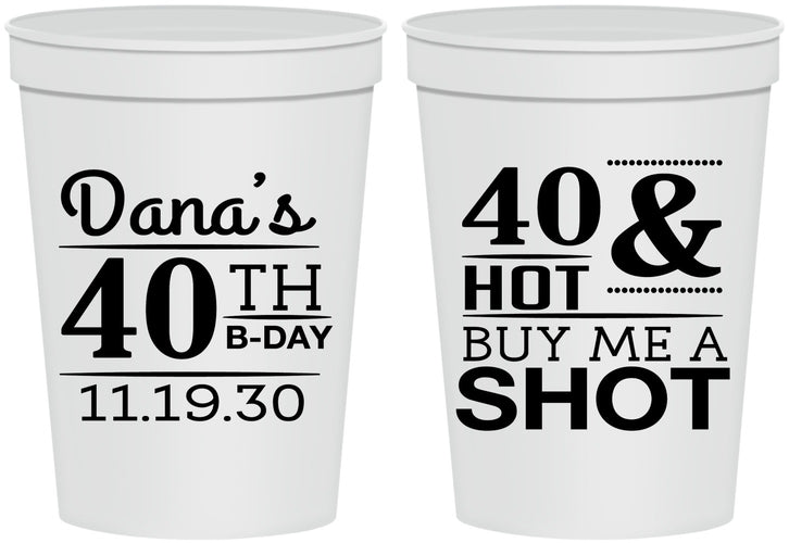 Personalized Birthday 16 oz Stadium Cups - 40th | 20086