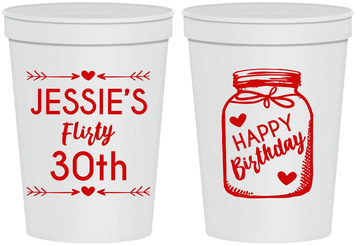 Personalized Birthday 16 oz Stadium Cups - 30th Flirty At Thirty | 20087