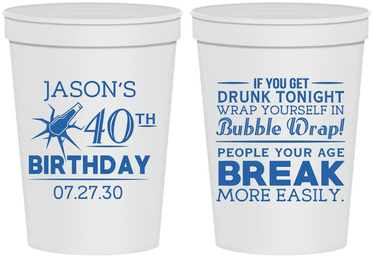 Personalized Birthday 16 oz Stadium Cups - 40th | 20088