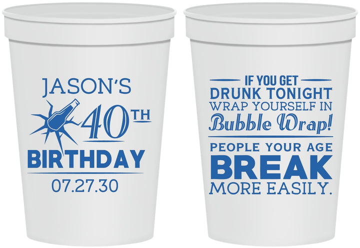 Personalized Birthday 16 oz Stadium Cups - 40th | 20088