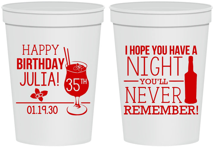 Personalized Birthday 16 oz Stadium Cups - 35th | 20092