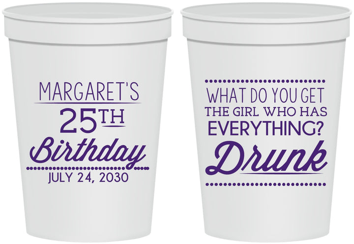 Personalized Birthday 16 oz Stadium Cups - 25th | 20093