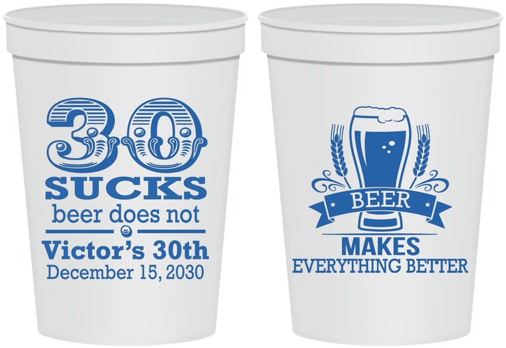 Personalized Birthday 16 oz Stadium Cups - 30th Sucks | 20097