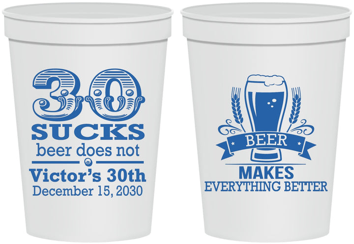 Personalized Birthday 16 oz Stadium Cups - 30th Sucks | 20097