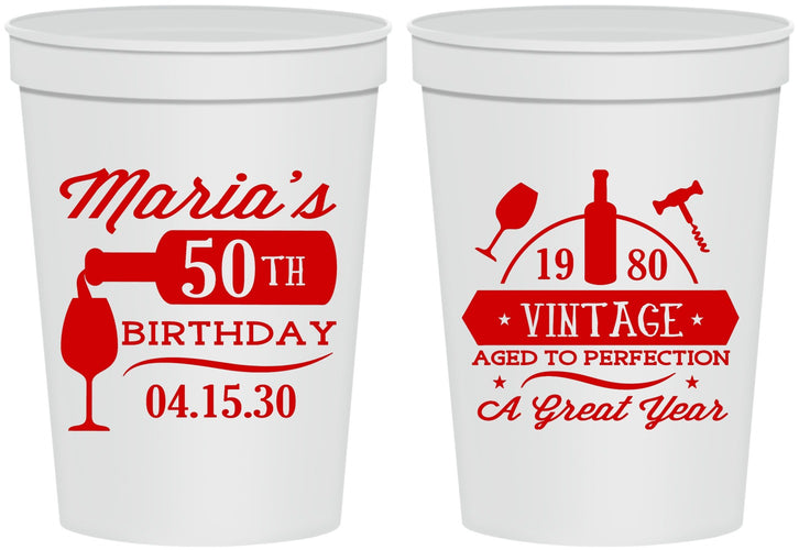 Personalized Birthday 16 oz Stadium Cups - 50th Wine | 20098