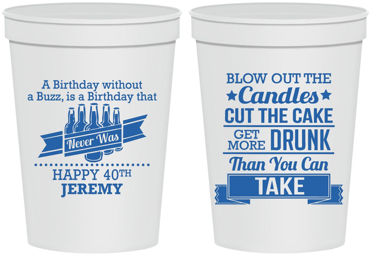 Personalized Birthday 16 oz Stadium Cups - 40th | 20101