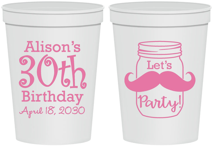 Personalized Birthday 16 oz Stadium Cups - 30th | 20104