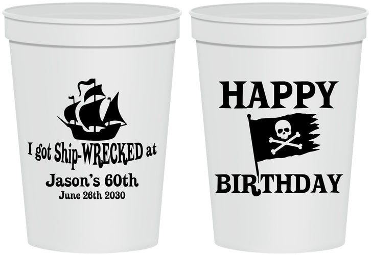 Personalized Birthday 16 oz Stadium Cups - 60th Pirate | 20106