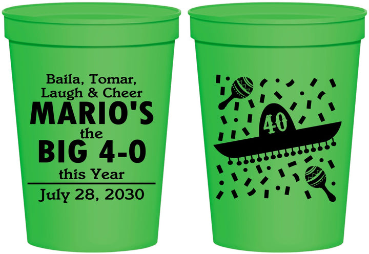 Personalized Birthday 16 oz Stadium Cups - 40th Mexico | 20109