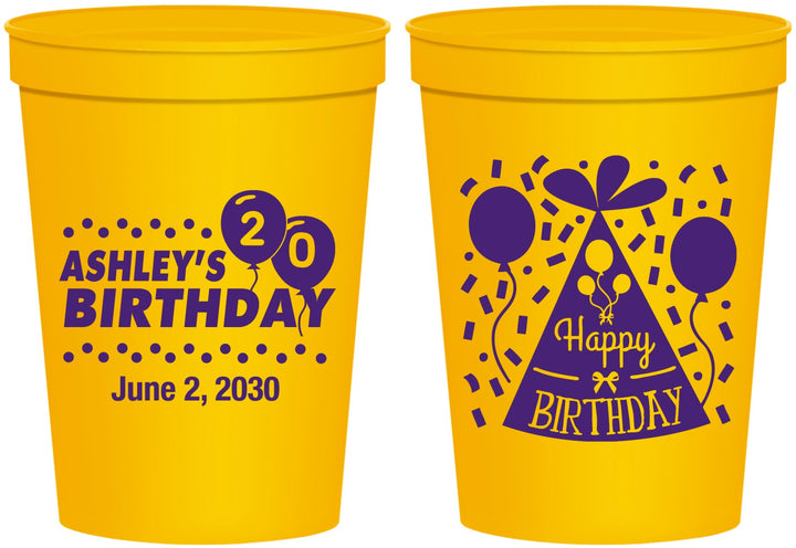Personalized Birthday 16 oz Stadium Cups - 20th | 20114