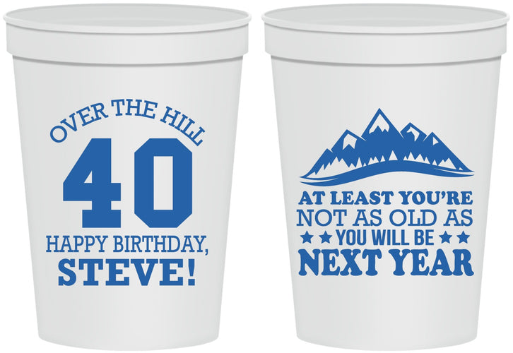 Personalized Birthday 16 oz Stadium Cups - 40th Over The Hill | 20123