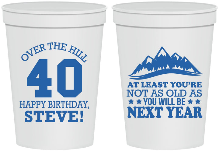 Personalized Birthday 16 oz Stadium Cups - 40th Over The Hill | 20123