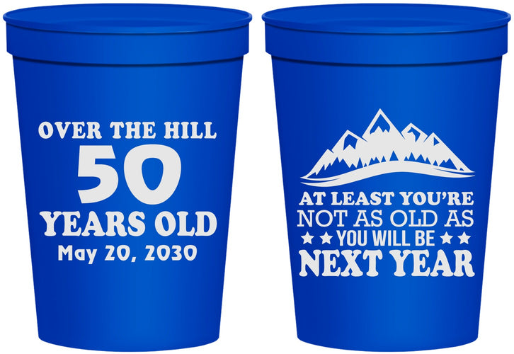 Personalized Birthday 16 oz Stadium Cups - 50th Over The Hill | 20124