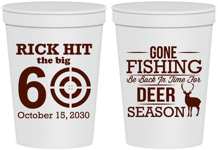 Personalized Birthday 16 oz Stadium Cups - 60th Gone Fishing | 20126