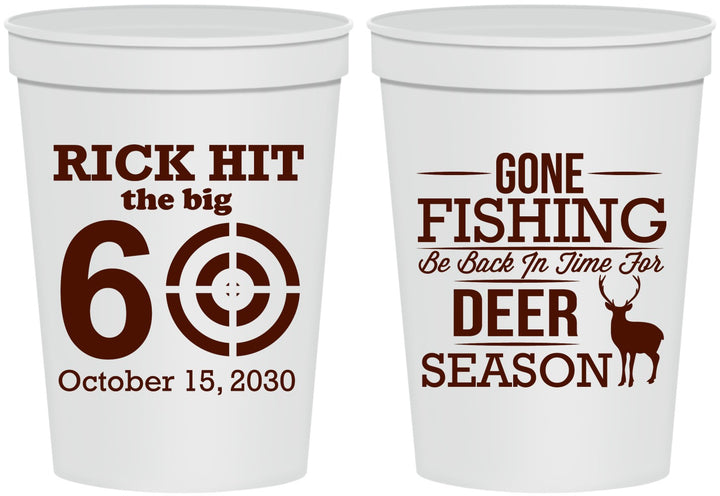 Personalized Birthday 16 oz Stadium Cups - 60th Gone Fishing | 20126