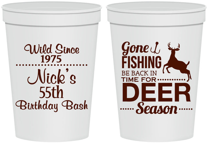 Personalized Birthday 16 oz Stadium Cups - 55th Gone Fishing | 20128