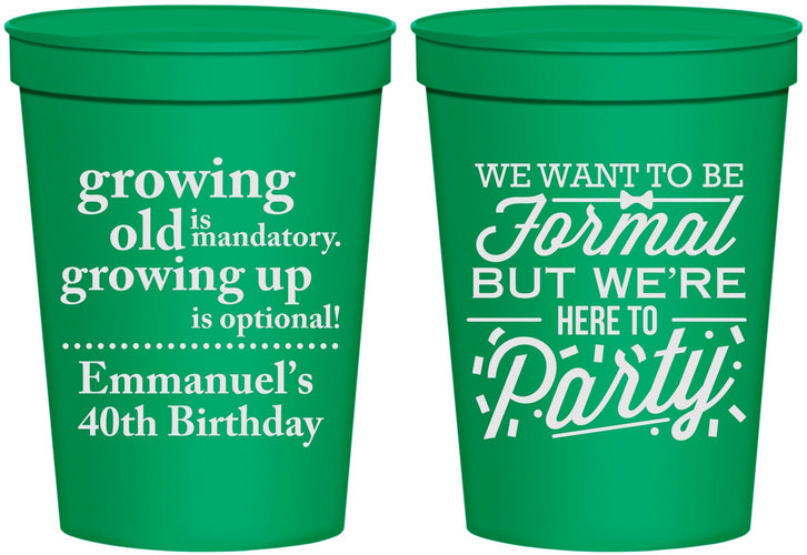 Personalized Birthday 16 oz Stadium Cups - 40th | 20135