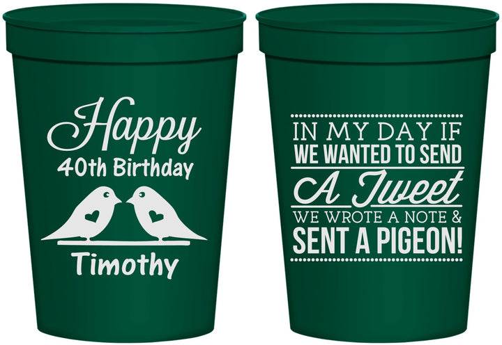 Personalized Birthday 16 oz Stadium Cups - 40th | 20139