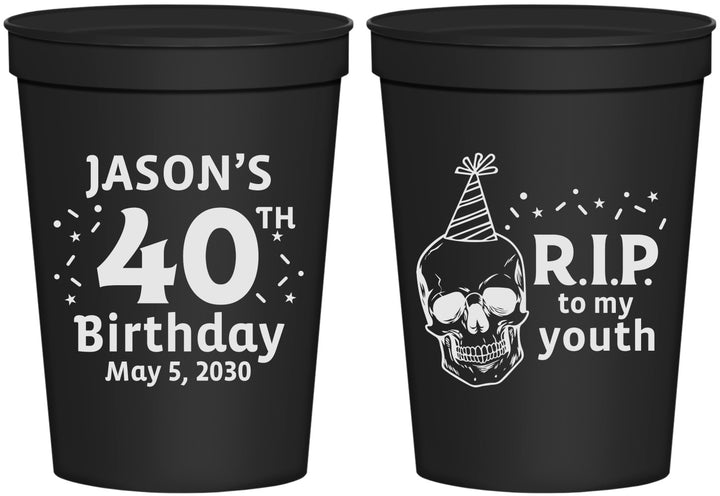 Personalized Birthday 16 oz Stadium Cups - 40th Rip Youth | 20141