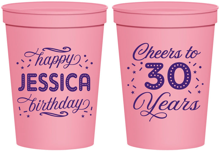 Personalized Birthday 16 oz Stadium Cups - Cheers To 30 Years | 20142