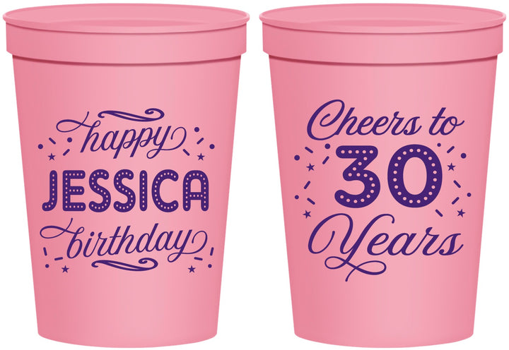Personalized Birthday 16 oz Stadium Cups - Cheers To 30 Years | 20142