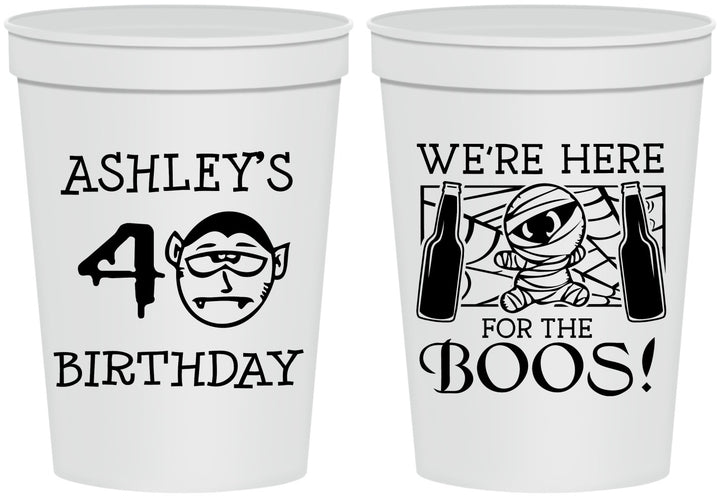 Personalized Birthday 16 oz Stadium Cups - 40th Halloween | 20145