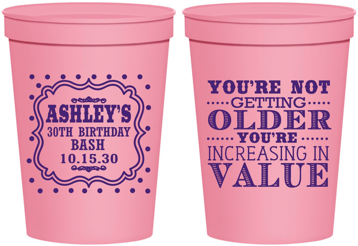 Personalized Birthday 16 oz Stadium Cups - 30th | 20149