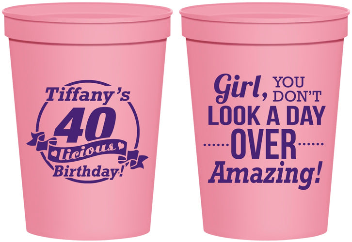 Personalized Birthday 16 oz Stadium Cups - 40th | 20153
