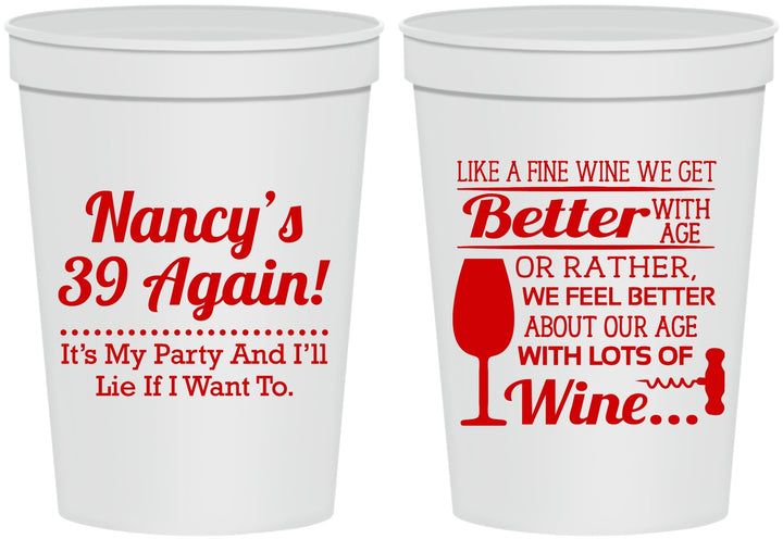 Personalized Birthday 16 oz Stadium Cups - 40th Wine | 20154
