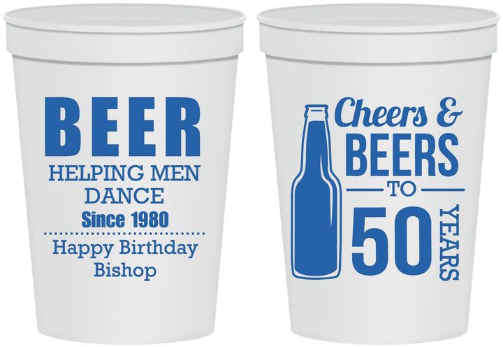 Personalized Birthday 16 oz Stadium Cups - Cheers Beers To 50 Years | 20160