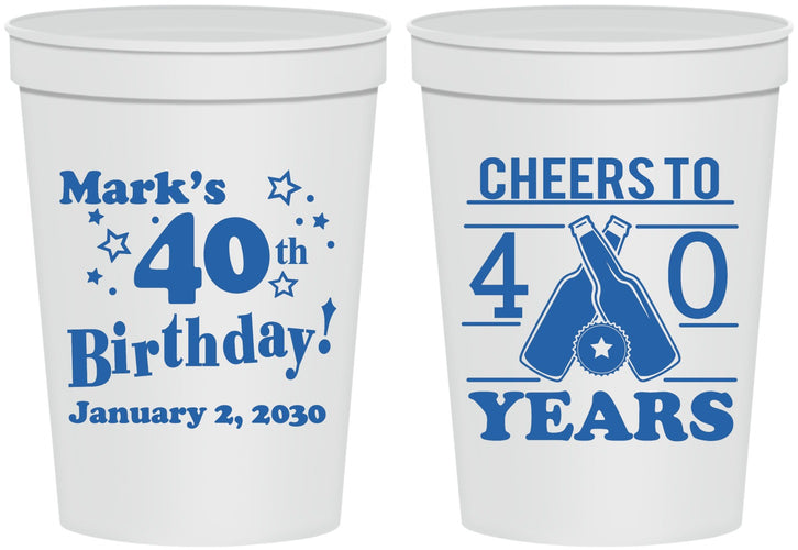 Personalized Birthday 16 oz Stadium Cups - Cheers To 40 Years | 20162
