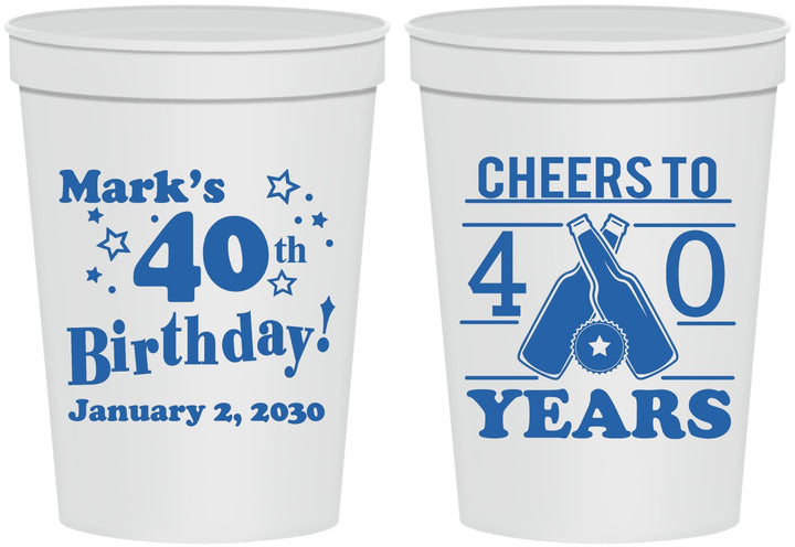 Personalized Birthday 16 oz Stadium Cups - Cheers To 40 Years | 20162