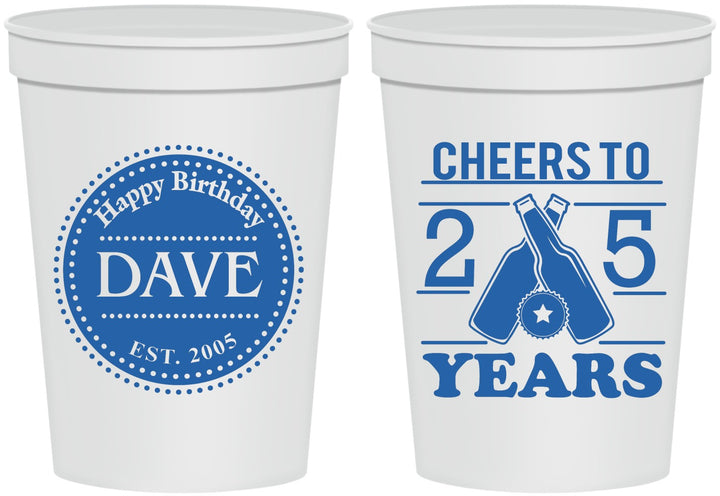 Personalized Birthday 16 oz Stadium Cups - Cheers To 25 Years | 20164