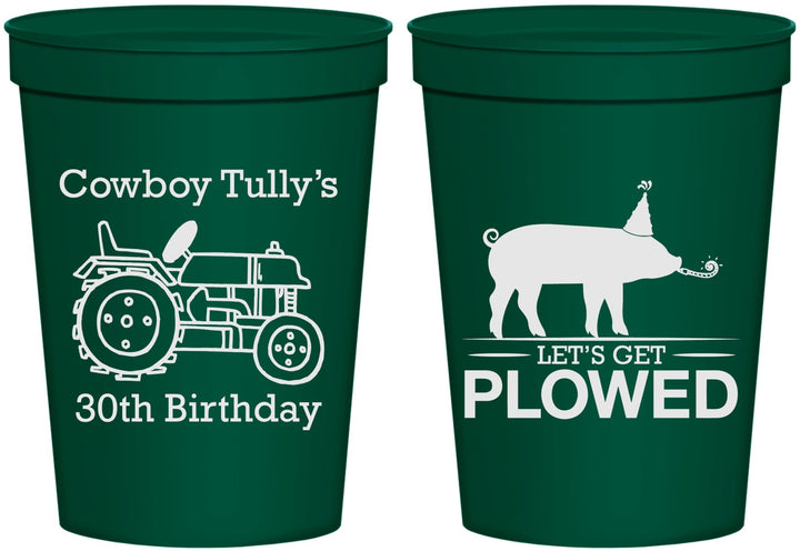 Personalized Birthday 16 oz Stadium Cups - 30th Get Plowed | 20166