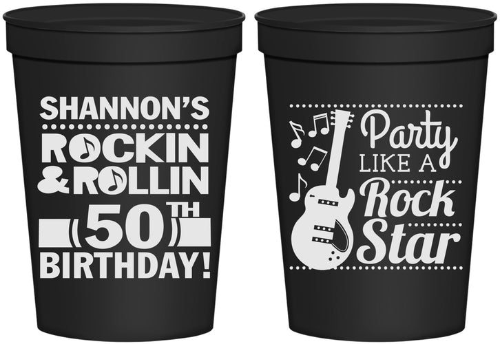 Personalized Birthday 16 oz Stadium Cups - 50th Rock Star | 20173