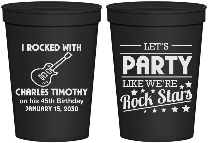 Personalized Birthday 16 oz Stadium Cups - 45th Rock Star | 20176